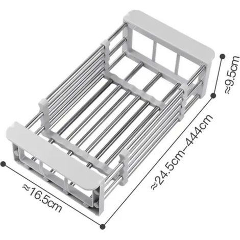 Égouttoir à vaisselle réglable Égouttoir à vaisselle en acier inoxydable Égouttoir à vaisselle Fruits Légumes Égouttoir Cuisine Vaisselle Vidange Panier Rack Stockage A-small (1/5)