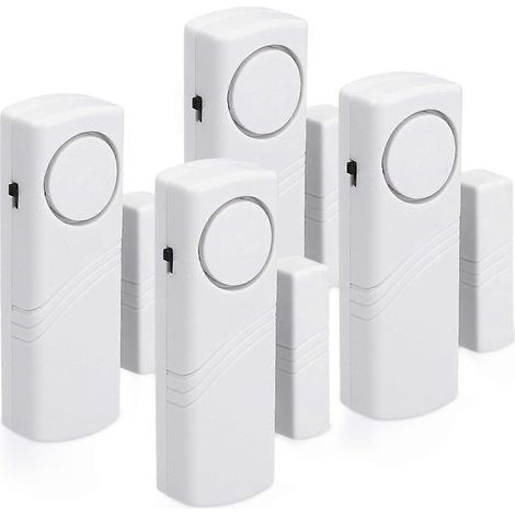 Alarme porte et fenêtre - Lot de 4 alarmes anti-intrusion sans fil - Protection contre les cambriolages - Fonctionnement magnétique - 90 dB (1/3)