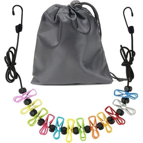 Corde a Linge,Corde a Linge antidérapante,Corde à Linge de Voyage Portable, Corde à Linge avec 12 Pinces à Linge,Accessoires de Camping