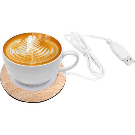 SJLERST USB Coaster Warmer, USB Wood Grain Cup Warmer Heat Beverage Mug Mat Office Tea Coffee Heater Pad (1/5)