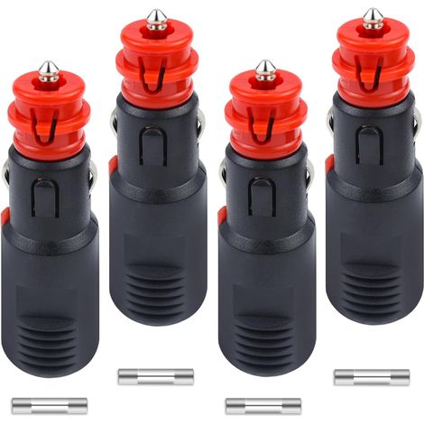4 Pcs Prise Allume Cigare Male 12V/24V Adaptateur Mâle Pour Allume-Cigare Européens Universelle avec Fusible 8A 10A pour Camping Car Bateau Moto Camions Automobiles (1/5)