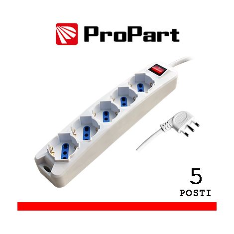 Multipresa 5pos bipasso/schuko spina16A +interr.
