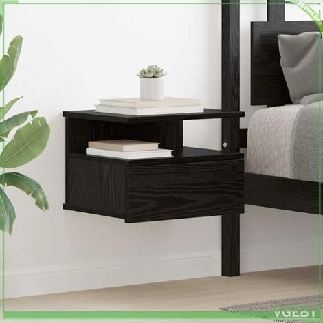 Table de nuit - ABI - Chêne noir - 1 tiroir - Design mural - 40 x 31 x 27 cm (1/5)