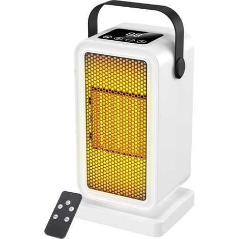 Chauffage Soufflant Céramique, Radiateur Soufflant, Télécommande, Thermostat, Modes, Minuterie, Protection Contre la Surchauffe, Chauffage d'Appoint pour Bureau, Maison, Chambre à Coucher (1/4)