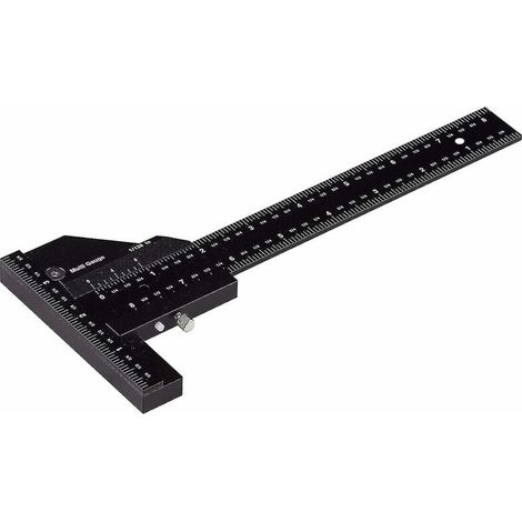 Règle de Menuiserie, Règle de Traçage Multifonctionnelle pour le Travail du Bois, Règle en forme de T en aluminium, Dispositif de traçage, Outil de mesure de 0-280mm, Mesure précise à 0,02 mm,noir, un (1/5)