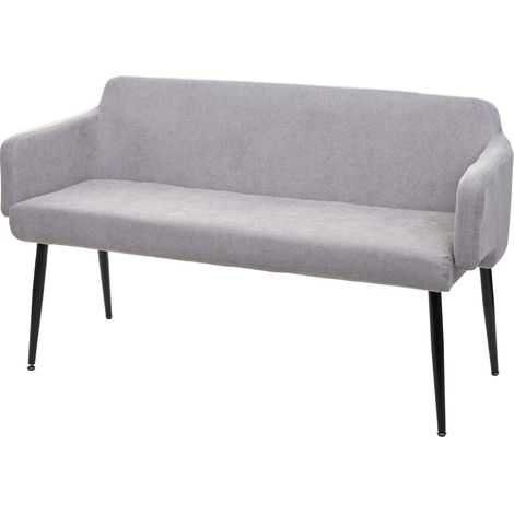 Sitzbank HHG-084, Esszimmerbank Bank Polsterbank Garderobenbank Rückenlehne Armlehne Stoff/Textil 133cm grau