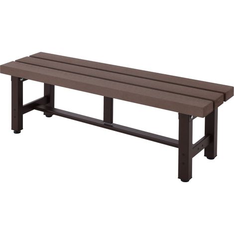 Banc de jardin alu HWC-K60 - banc banc de parc banc de balcon - résistant aux intempéries WPC 120cm - brun (1/5)