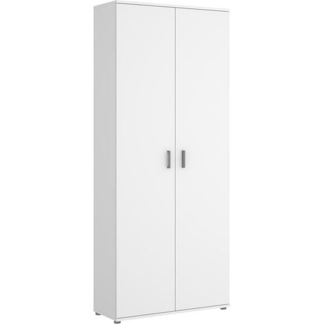 Armoire de rangement 2 portes coloris blanc - Longueur 78 x Profondeur 35 x Hauteur 190 cm -PEGANE-