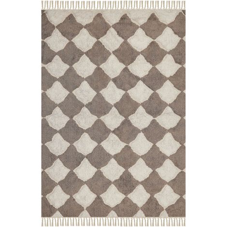 Teppich SINOP Beige 140 x 200 cm Baumwolle