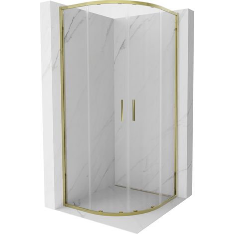 Mexen Exo Duschkabine halbkreisförmig, verschiebbar 100 x 100 cm, transparent, gold - 8132-100-100-50-00 (1/5)
