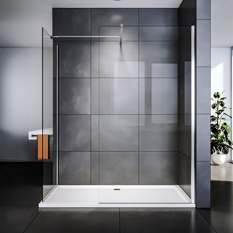 Paroi de douche à l’italienne 丨8mm verre anticalcaire transparent丨2 portes + 2 barres de fixation, SIRHONA 90 x 90 x 200 cm (1/5)