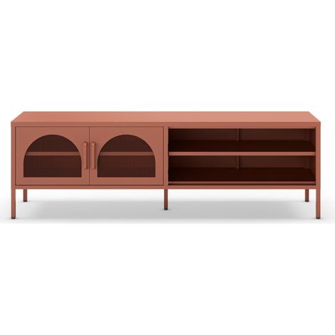 AVENO - Meuble TV 160cm -en métal - Terracotta (1/5)