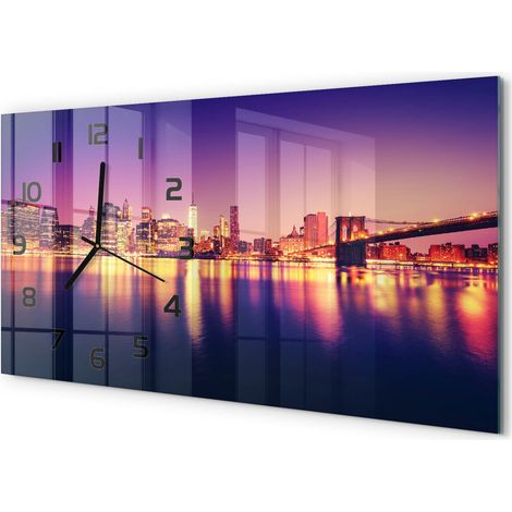 Horloge Murale Cadeau Crémaillère 60x30 cm Décoration Maison Moderne Manhattan, New York (1/5)