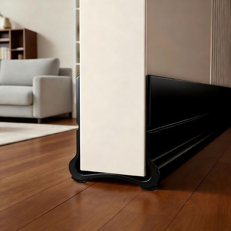 Bas de Porte Calfeutrer, 93cm Silicone Porte Bande D'étanchéité, Isolation Phonique Porte, pour Les Portes de 3.5 à 5.5 cm d'épaisseur avec Un Espace inférieur de 0.3 à 2.6 cm, Noir (1/5)