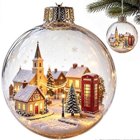 Christmas Lighted Ornament - Warm LED Story Scene Creates a Cozy Tree Decoration (1/5)