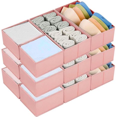 Schubladen Organizer Unterwäsche Box Stoff Ordnung 12 Stück Rosa (1/5)