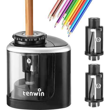 Sacapuntas eléctrico y manual - Sacapuntas con cuchillas reemplazables para lápices de colores (1/5)