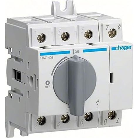 HAGER HAC406 COMMUTATEUR MANUVRE TÉLÉCOMMANDE ROTATIF 4 PÔLES 63 A 70 MM (1/3)