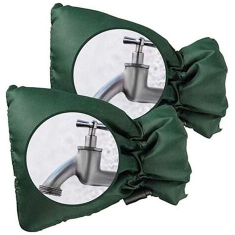 Lot de 2 housses de protection pour robinet extérieur - Protection épaisse pour robinet extérieur contre le gel - Imperméable - Vert, 21 x 17 cm (1/4)