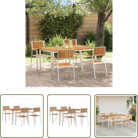 vidaXL Chaises de jardin - Ensemble de repas extérieur 5 pcs Marron Bois de teck massif (1/5)