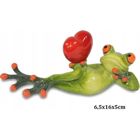 Lustige Deko-Froschfigur mit rotem Herz zum Valentinstag (1/4)