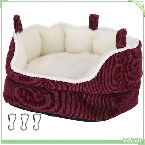 Nid pour petits animaux - FAFEICY - Nid canapé suspendu - Velours diamant super doux - 17x13x10 cm - Rouge vin (1/5)