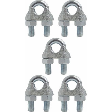 5x serre câble étrier 3mm 1/8 acier universel U clip A = 10mm, B = 20mm, filetage M4 (1/2)