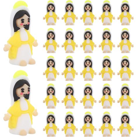 Lot de 50 Mini Statues de la Vierge en PVC Jaune Figurines Religieuses Catholiques pour Décoration de Bureau Crèche et Présents Spirituels Ornements de Pâques et Maison (1/5)