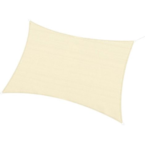Voile d'ombrage rectangulaire 3 x 4 m polyéthylène Haute densité Protection UV Avec sac de rangement - Coloris crème (1/5)