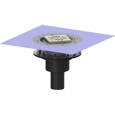 Siphon de sol Ecoguss Pressfl. DN 70, vertical, Variofix, grille design