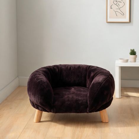 Canapé pour chat en polyester marron avec bord surélevé (1/5)