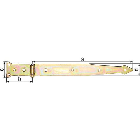 Penture charniere, 302/77x48mm jaune galva (1/2)