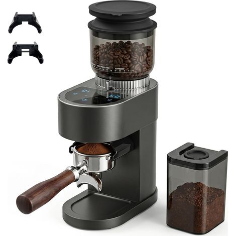 Moulin à Café Électrique, 60 Niveaux de Mouture, Meule Conique 48mm, Moulin à Grains avec Support pour Porte-Filtre et Soufflet, Panneau Tactile Numérique, Pour Espresso/Presse/Filtré/Moka (1/5)