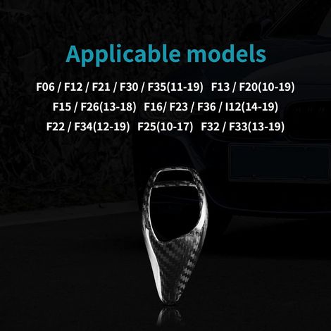 Accessorio interno in fibra di carbonio per leva del cambio - Adesivo compatibile con BMW F06 F12 F21 F30 F35 F20 F15 F26 F16 F23 F36 F22 F34 F25 F32 F33 (Nero) (1/4)