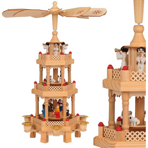 Spielwerk Piramide natalizia in legno 3 piani girevole decorazione di natale addobbi natalizi (1/5)