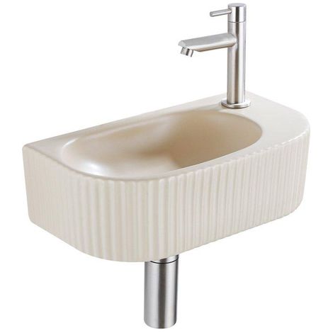 Fugaflow Efficiente Pietra Ensemble pour lave-mains - 40x21.5x12cm - droite - lisse - semi-circulaire - 1 trou de robinet - céramique - robinet de