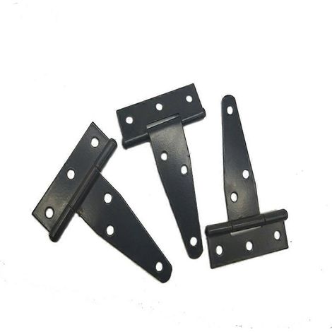 Lot de charnières de porte robustes en fer galvanisé en forme de T avec loquet en acier inoxydable pour portes, fenêtres et tiroirs en bois (noir) (1/5)