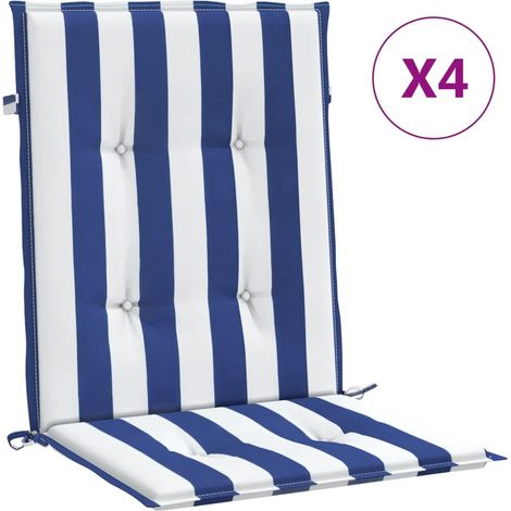 Coussins de chaise à dossier bas lot de 4,Coussins d'extérieur rayures bleu et blanc CFW838379 (1/5)