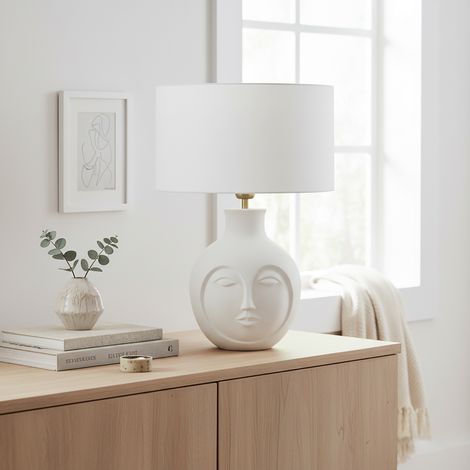 Lámpara de Mesa de Cerámica Blanca Serie GEMMA (1/5)