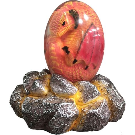 Oeuf de dragon de lave en résine transparente avec base pour salon, chambre à coucher, bureau, cour rouge (1/3)