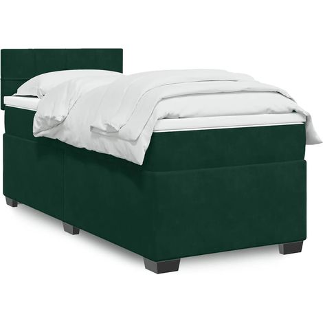 Boxspringbett mit Matratze Dunkelgrün 90x190 cm Samt