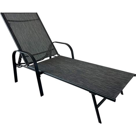 Sdraio Rebecca Mobili Oriri 95x195x69 Acciaio Poliestere Grigio Scuro Nero Moderno