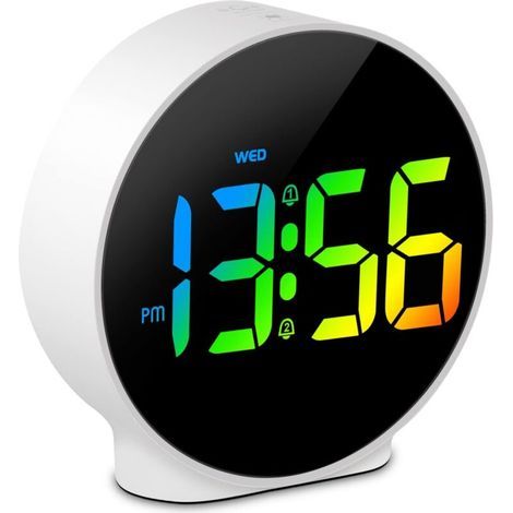 LED Small Digital Alarm Clock with Week Display, 2 Alarms with Snooze, Adjustable Brightness Modern Small Digital Clock (1/5)