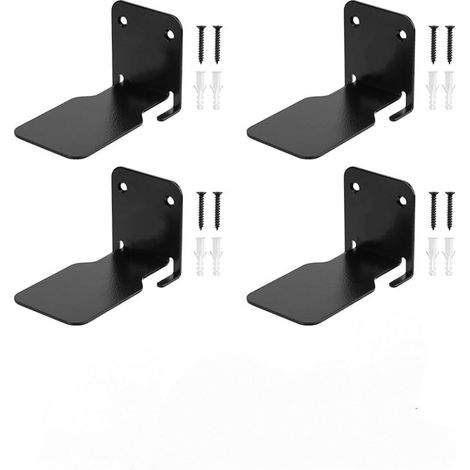 Lot de 4 - Porte-livres - Étagère murale invisible pour livres - Étagère flottante - Suspendue - Étagères murales - 10,5 x 6,6 x 6 cm - Noir - Métal (1/3)