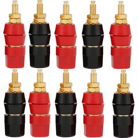 10pcs Haut-Parleur Reliure Post,Fiche Banane Douille, Fiche Banane Femelle, pour Prise Banane Jack Adaptateur Connecteur Terminal Prise Châssis Connecteur Audio HIFI(Noir et Rouge) (1/5)