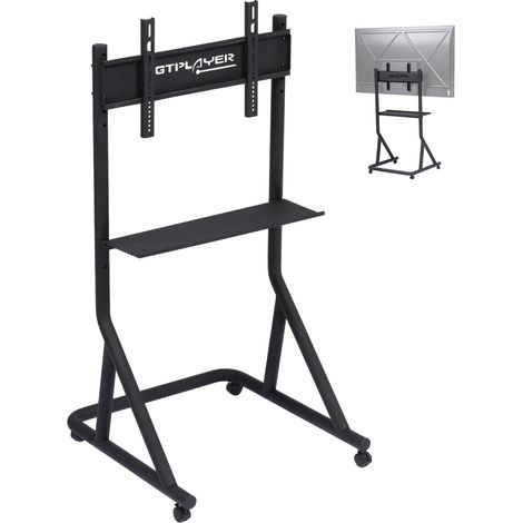 Support de moniteur pour simulateur de course , réglable en hauteur avec roulettes pour téléviseurs et moniteurs de 32 à 65 pouces,support pour écran unique pour cockpit de simulation