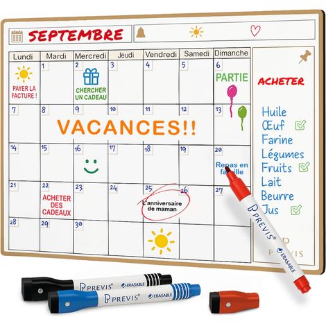 Previs Calendrier Magnetique Frigo A4 (21X29CM) avec 3 Marqueurs Premium- Planning Magnetique - Magnet Organisateur Familial Polyvalente - Tableau Magnetique Planning Mensuel Aimanté 2026 (1/5)