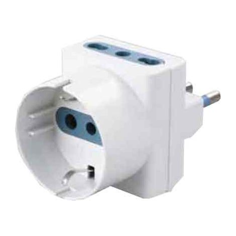 ADAPTADOR TRIPLEX SCHUKO BIVALENTE 16A CARDINALE 2P+T