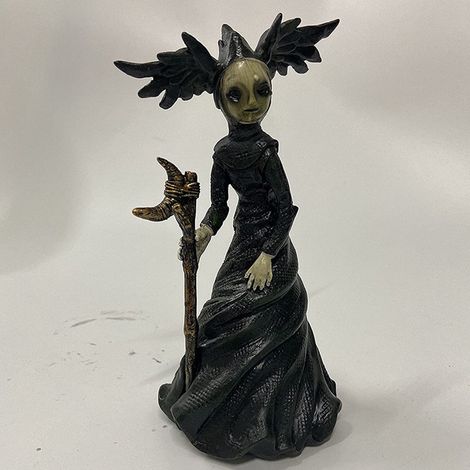 Hexenstatue aus glänzendem Kunstharz, gruselige Halloween-Hexe als Dekoration für Wohnzimmer, Hof und Garten, hält Hand (1/5)