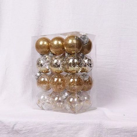 Lot 24 boules étincelantes or avec fil suspension (1/3)